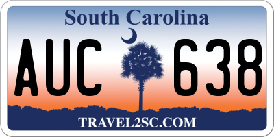 SC license plate AUC638
