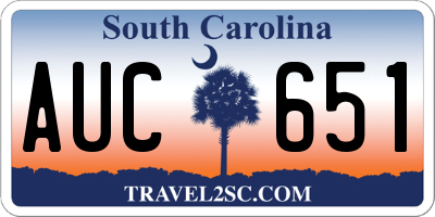 SC license plate AUC651