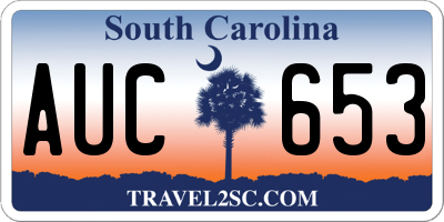 SC license plate AUC653