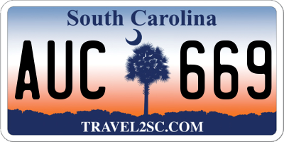 SC license plate AUC669