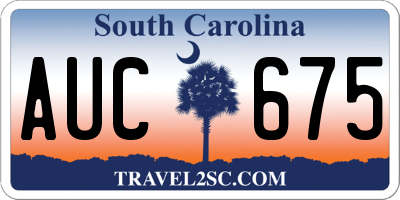 SC license plate AUC675