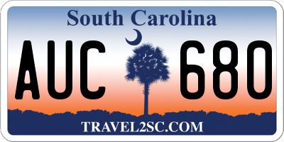 SC license plate AUC680