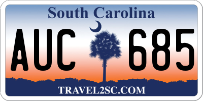 SC license plate AUC685