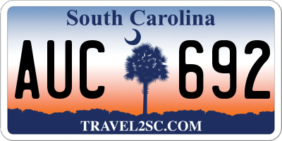 SC license plate AUC692