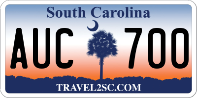 SC license plate AUC700