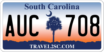 SC license plate AUC708
