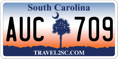 SC license plate AUC709