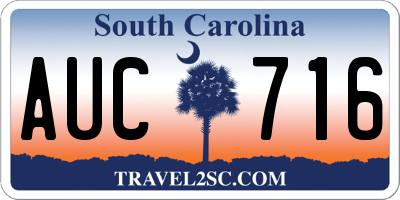 SC license plate AUC716