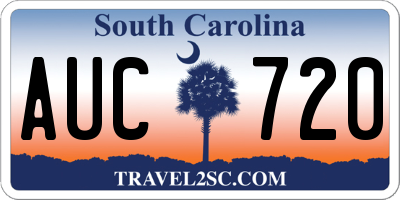 SC license plate AUC720