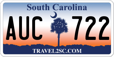 SC license plate AUC722