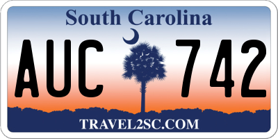 SC license plate AUC742