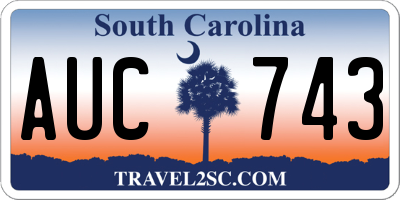 SC license plate AUC743