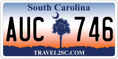 SC license plate AUC746