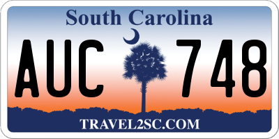 SC license plate AUC748