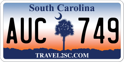 SC license plate AUC749