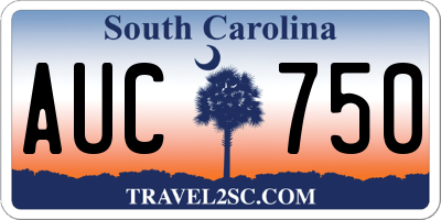 SC license plate AUC750
