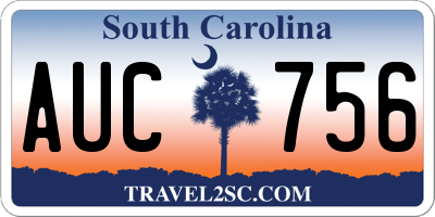 SC license plate AUC756