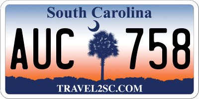 SC license plate AUC758