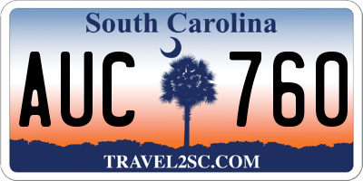 SC license plate AUC760