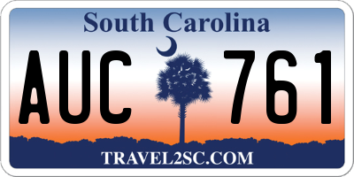 SC license plate AUC761