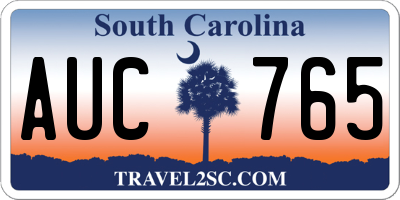 SC license plate AUC765