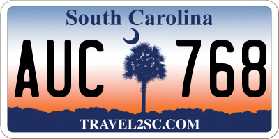 SC license plate AUC768