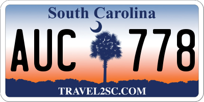SC license plate AUC778