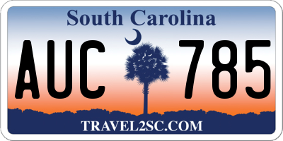 SC license plate AUC785