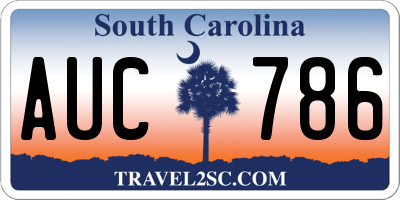 SC license plate AUC786