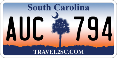 SC license plate AUC794