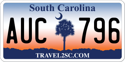 SC license plate AUC796