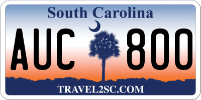 SC license plate AUC800