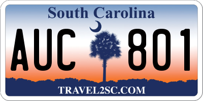 SC license plate AUC801