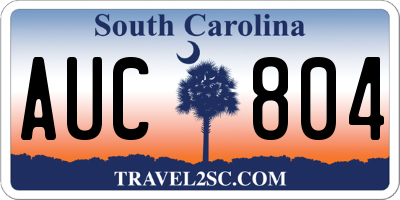 SC license plate AUC804