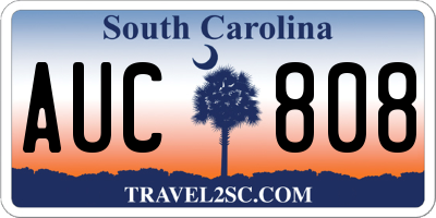 SC license plate AUC808