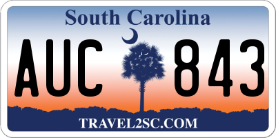 SC license plate AUC843