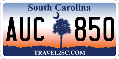 SC license plate AUC850