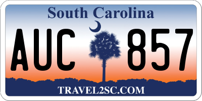 SC license plate AUC857
