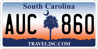 SC license plate AUC860