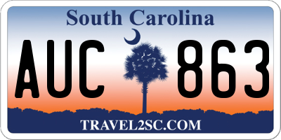 SC license plate AUC863