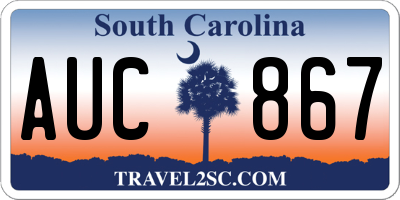 SC license plate AUC867