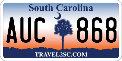 SC license plate AUC868