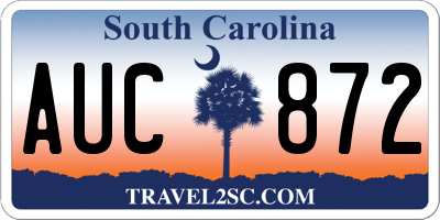 SC license plate AUC872