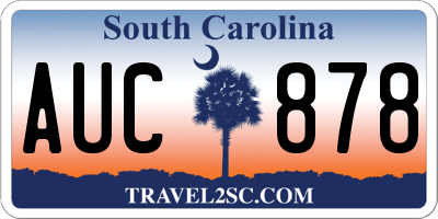 SC license plate AUC878