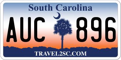 SC license plate AUC896