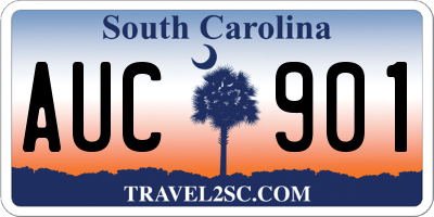 SC license plate AUC901
