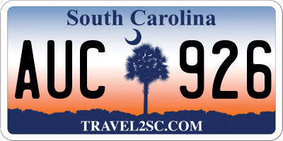 SC license plate AUC926