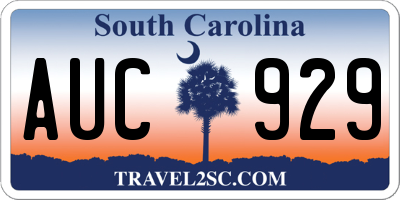 SC license plate AUC929