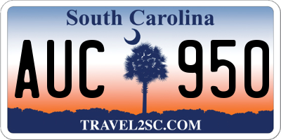 SC license plate AUC950