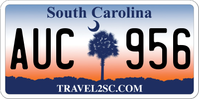 SC license plate AUC956